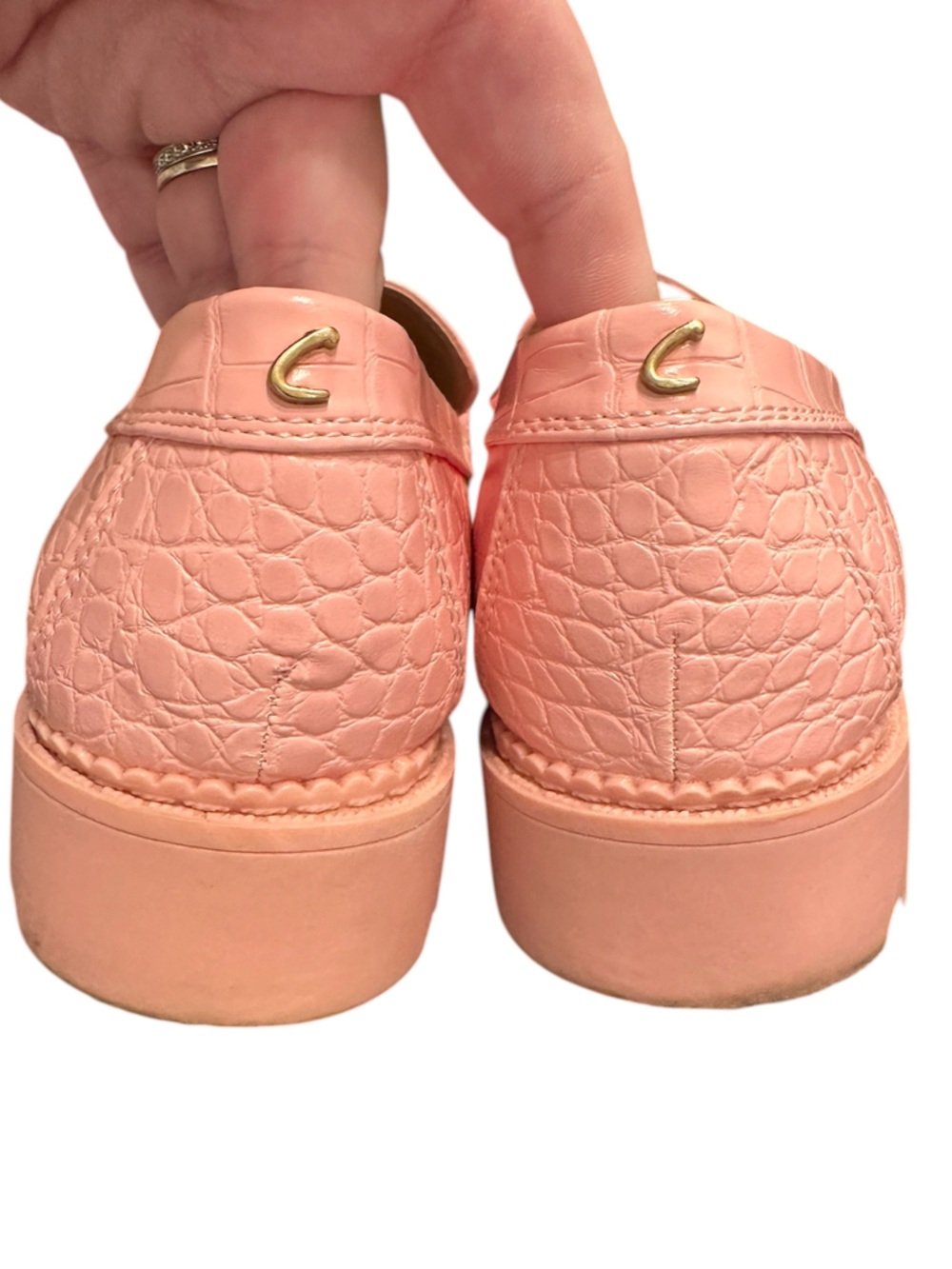 Circus by Sam Edelman Women's Pink Croc-Embossed Loafers with Gold Hardware 9.5 - Picture 4 of 6